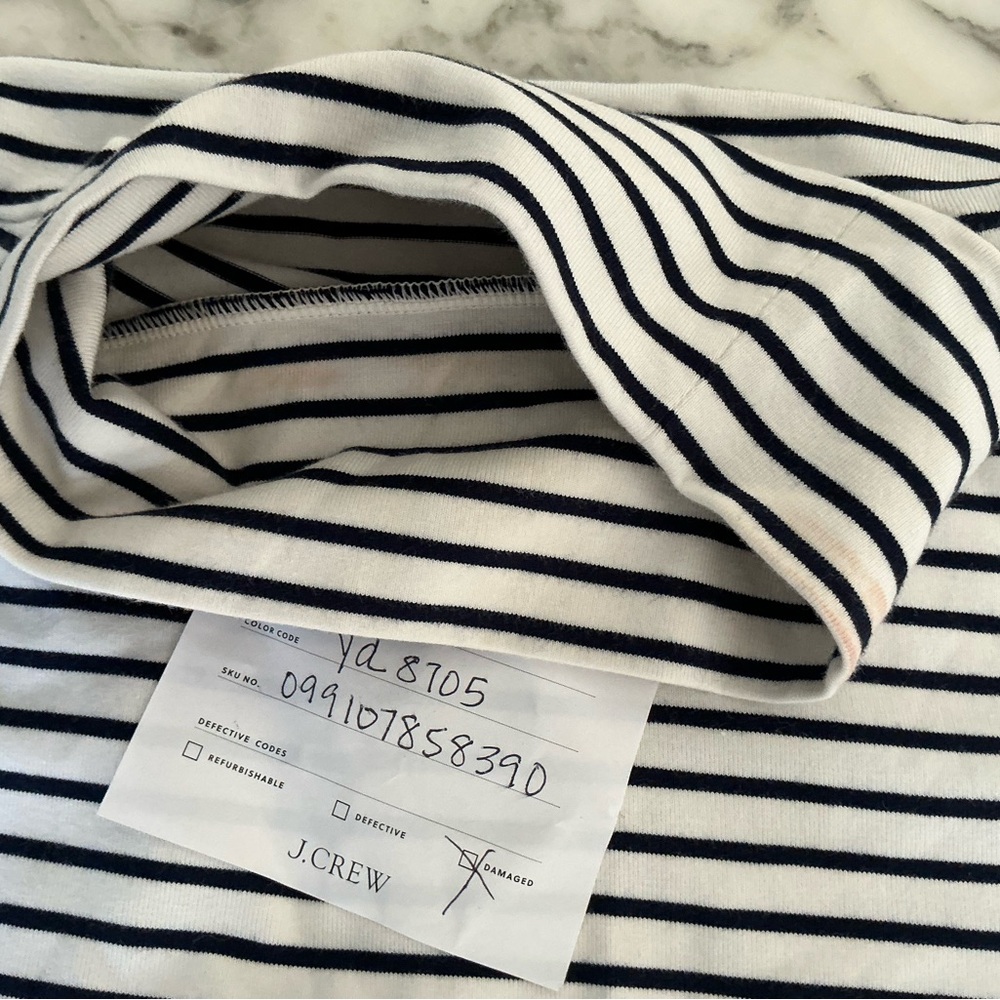 NWT J. Crew Stretch cotton-blend elbow-sleeve mockneck T-shirt S MAKEUP COLLAR - Picture 9 of 11
